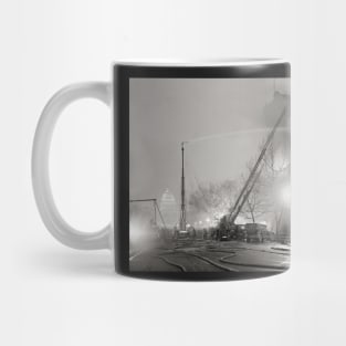 Five Alarm Fire at Night, 1925. Vintage Photo Mug